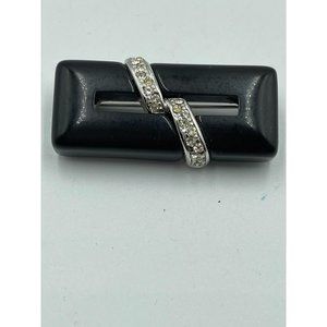 MCM Crown TRIFARI Black Lucite & Silver Tone Moder